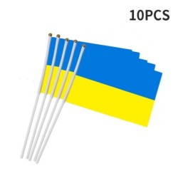 Ukrainian flag - with a plastic flagpole - 14 * 21cm - 10 piecesStickers