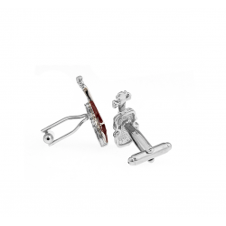 Red & silver violin cufflinksCufflinks