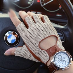 Luxurious sheepskin gloves - knitted - half fingers designGloves