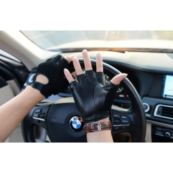 Luxurious sheepskin gloves - knitted - half fingers designGloves