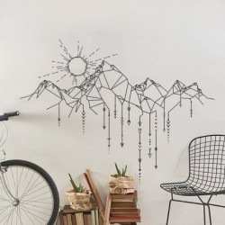 Vinyl wall sticker - geometric mountains / sun / arrowsWall stickers