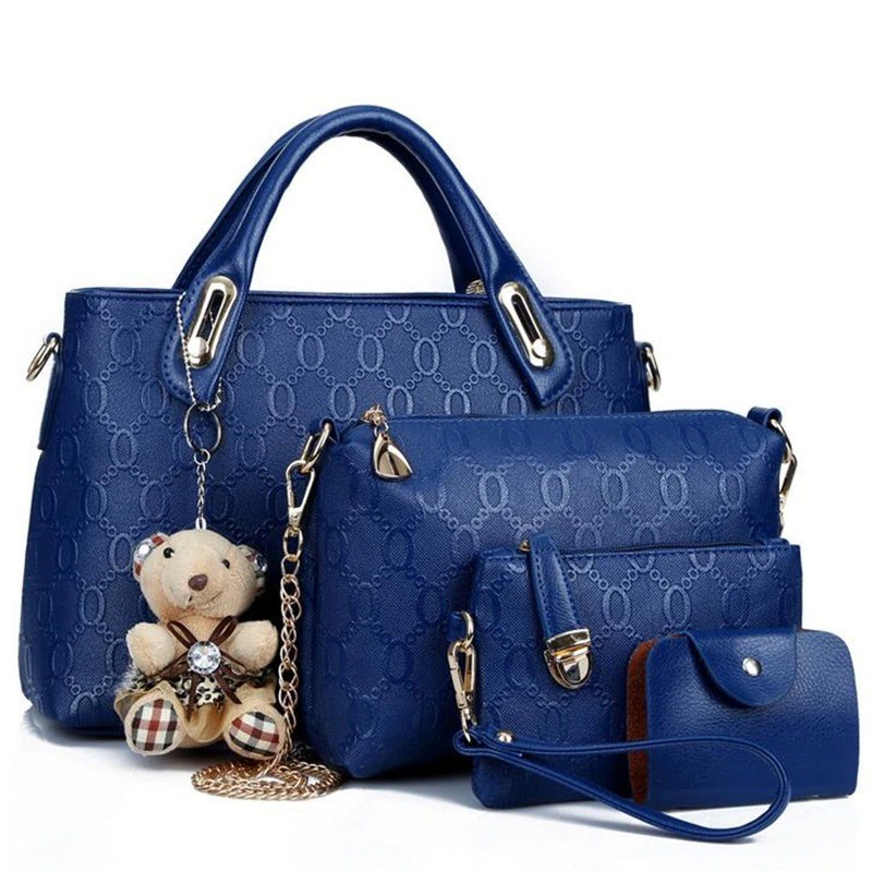 Fashionable leather bags - big handbag / shoulder bag / clutch bag / wallet - 4 pieces setSets