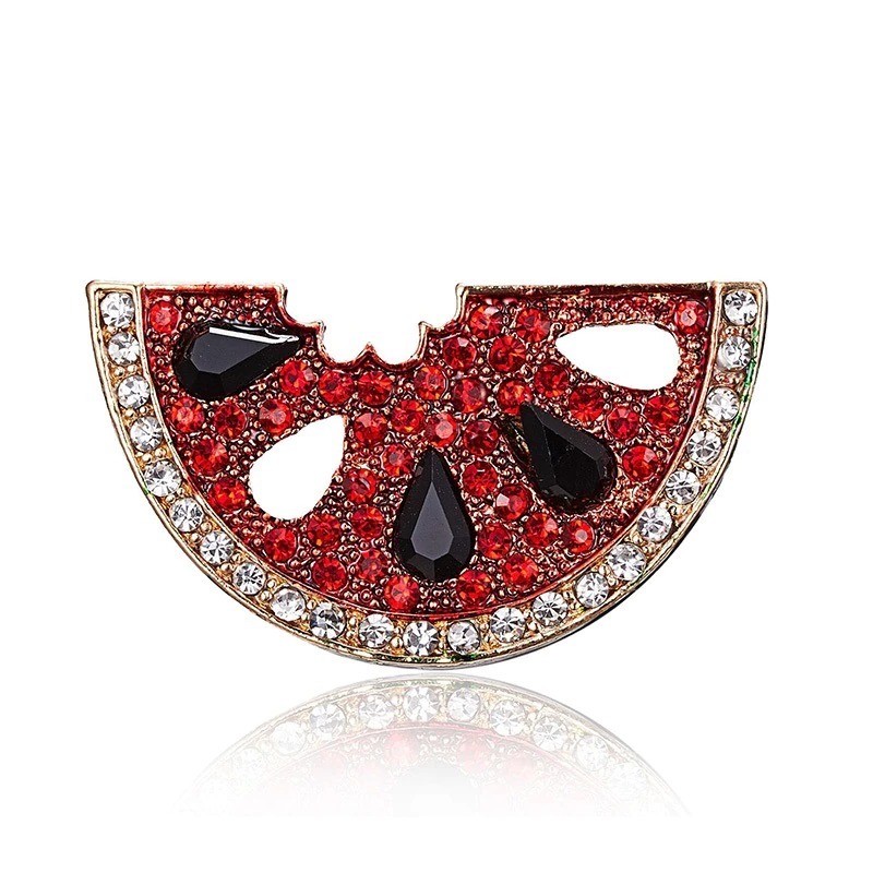 Elegant brooch - with red crystal watermelonBrooches