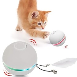 Interactive toy for dogs / cats - ball with light / sound / feather - USBToys
