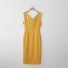 Elegant yellow dress - with V-neck / back slit / sleevelessDresses
