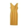 Elegant yellow dress - with V-neck / back slit / sleevelessDresses