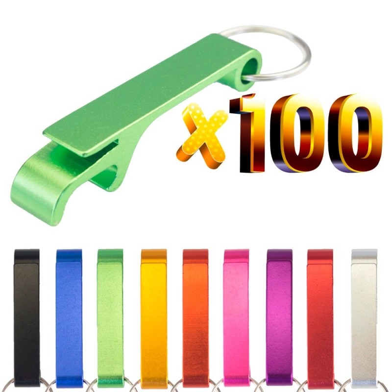 Aluminium can / bottle opener - with keyring - free customized engraving - 100 piecesBar supply