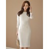 Warm elegant dress - with lace sleeves - whiteDresses