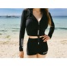 Vintage sexy swimsuit - long sleeve top / shorts - two-pieceBeachwear