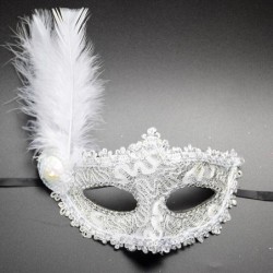 Sexy Venetian lace eye mask - with feathers / crystalMasks
