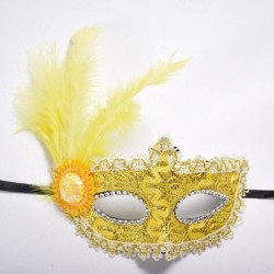 Sexy Venetian lace eye mask - with feathers / crystalMasks