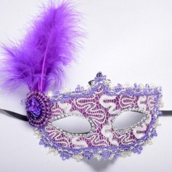 Sexy Venetian lace eye mask - with feathers / crystalMasks