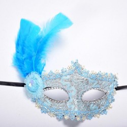 Sexy Venetian lace eye mask - with feathers / crystalMasks