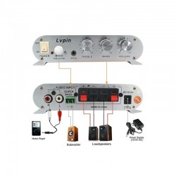 LP-838 mini Hi-Fi amplifier - car - motorcycle - home - stereo - bass - 12V - 200WAmplifiers