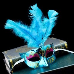 Fashionable Venetian eye mask - with feathers - sexy fox - masquerades / HalloweenMasks