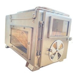 Wood fire heating stove - double sided - camping / outdoor / tent heating - stainless steelBBQ
