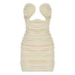Sexy mini dress - strapless - sleeveless - draped designDresses