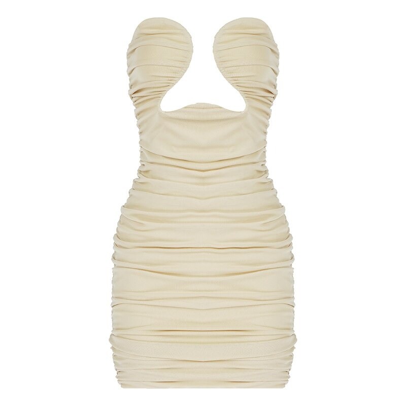 Sexy mini dress - strapless - sleeveless - draped designDresses