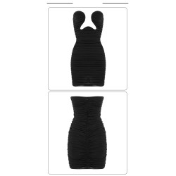 Sexy mini dress - strapless - sleeveless - draped designDresses