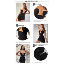 Sexy mini dress - strapless - sleeveless - draped designDresses
