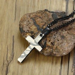 Pendant with a camouflage cross - stainless steel necklaceNecklaces