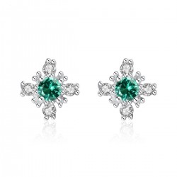 Snowflake earrings with crystal - 925 sterling silverEarrings