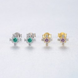 Snowflake earrings with crystal - 925 sterling silverEarrings