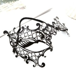 Black Venetian one eye mask - metal lace - crystals - masquerade / carnivalsMasks