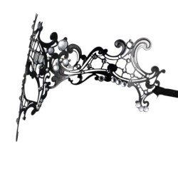 Black Venetian one eye mask - metal lace - crystals - masquerade / carnivalsMasks