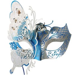 Metal Venetian eye mask - hollow out butterfly - crystals - laser cut - masquerades / carnivalsMasks