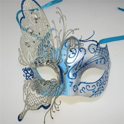 Metal Venetian eye mask - hollow out butterfly - crystals - laser cut - masquerades / carnivalsMasks