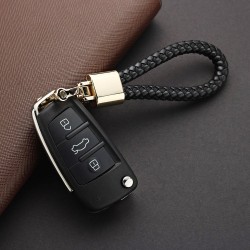 Woven braided leather keychain - detachable - rotatable metal buckleKeyrings