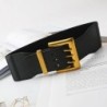 Retro elastic wide belt - leather - gold buckleBelts