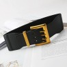Retro elastic wide belt - leather - gold buckleBelts