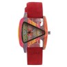 Trendy wooden watch - colorful triangle shaped - leather strapWatches