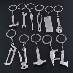 Keychain with metal tools - spanner / hammer / saw / axe / wrench / electrodrill / scissorsKeyrings