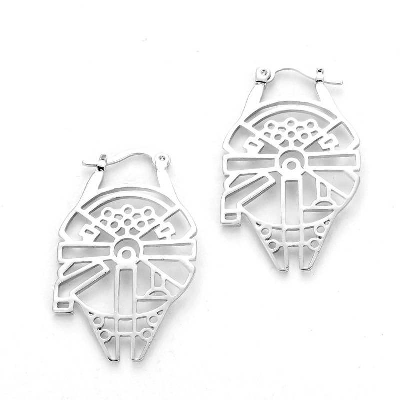 Trendy silver round earrings - hollow out - millennium starEarrings