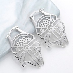 Trendy silver round earrings - hollow out - millennium starEarrings
