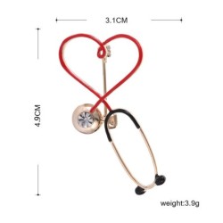 Heart shaped stethoscope - with crystal - elegant broochBrooches