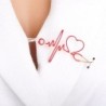 Medical brooch - electrocardiogram / stethoscope / heart - with crystalBrooches