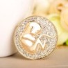 Round midwife's brooch - with crystals - coin shaped - unborn babyBrooches