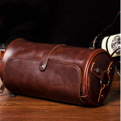 Trendy shoulder leather bag - cylindrical shapeBags