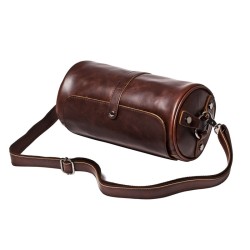 Trendy shoulder leather bag - cylindrical shapeBags