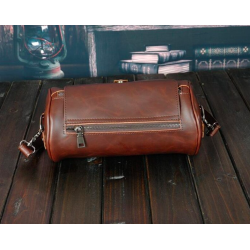 Trendy shoulder leather bag - cylindrical shapeBags