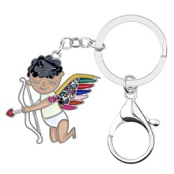 Enamel keychain - with cupid angelKeyrings