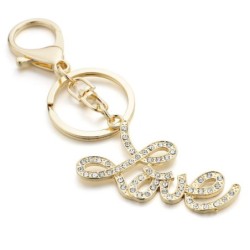 Gold keychain - crystal LOVE letteringKeyrings