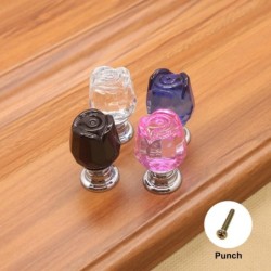 Luxurious furniture knobs - glass crystal rose shapeFurniture