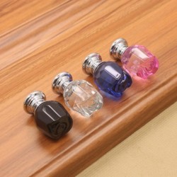 Luxurious furniture knobs - glass crystal rose shapeFurniture