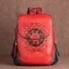 Women's retro backpack - floral embossing - genuine leather - large capacityBackpacks
