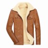 Leather winter jacket with fleece & zipper - slimJackets